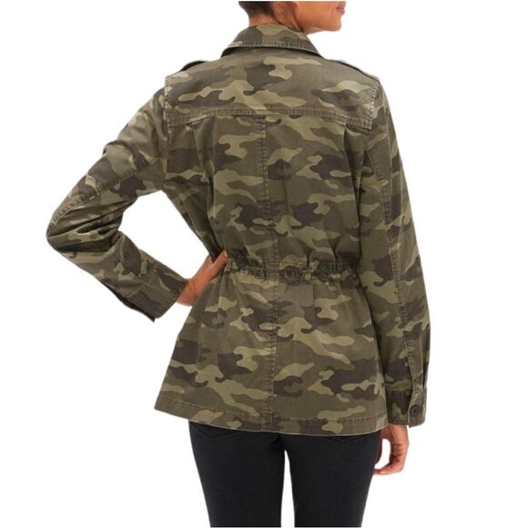 MILITARY UTILITY ARMY CAMO CINCHED DRAWSTRING WAIST STUDDED SMALL JACKET COAT - Picture 1 of 10